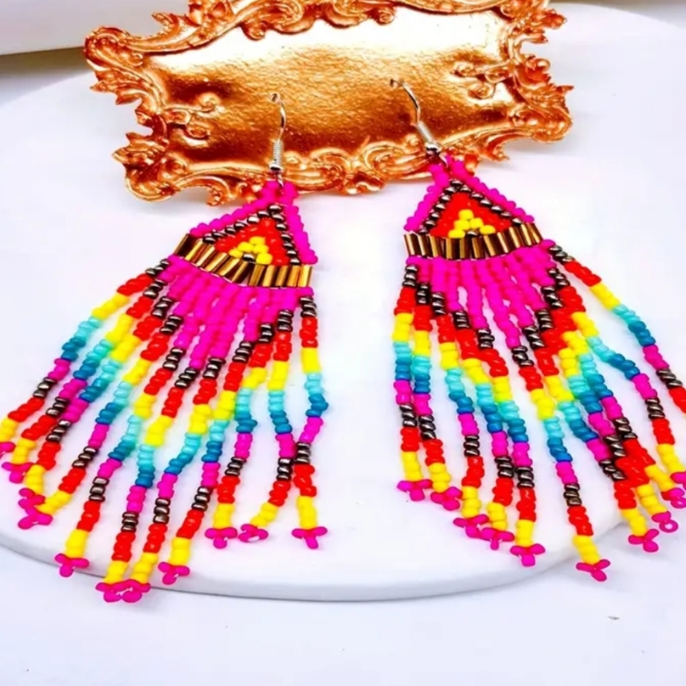 Boho seed bead earrings NWT